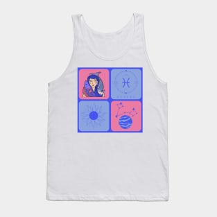 Pisces Horoscope Hand Drawn Pattern Tank Top